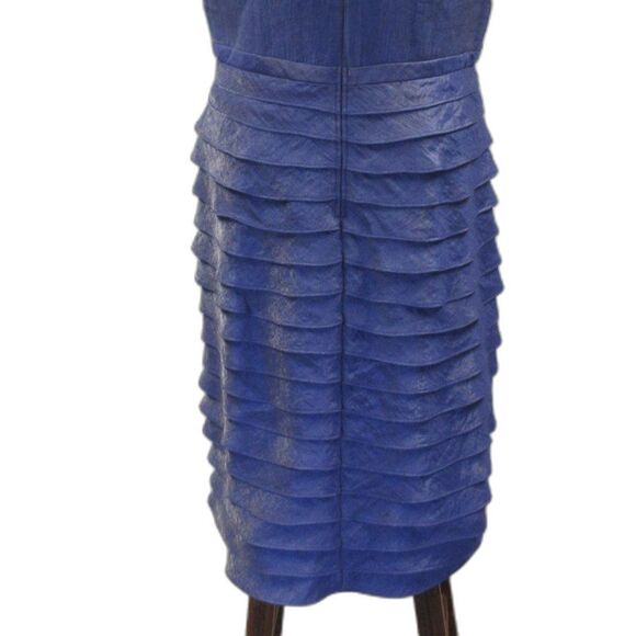 ADRIANA PAPELL Sleeveless V-Neck Faux Wrap Tiered Ruffle Dress Sz 12 Knee Length - Picture 10 of 15